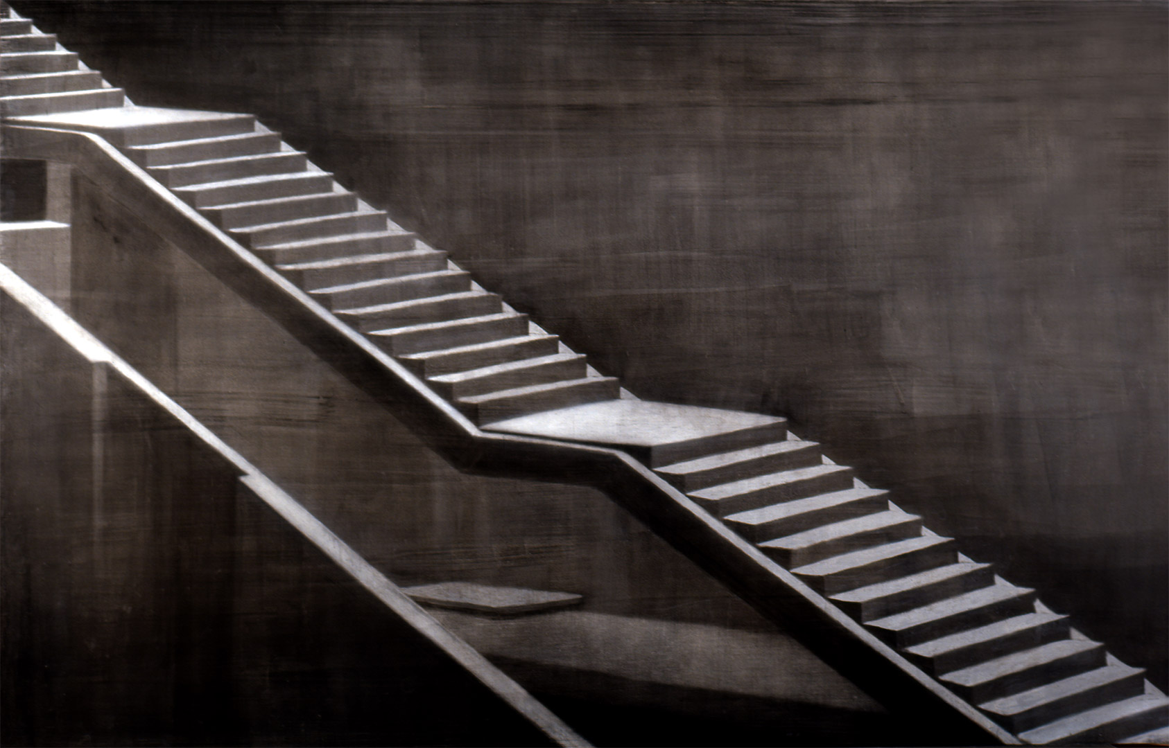 Escalier en construction - Acrylique sur papier collé et planche